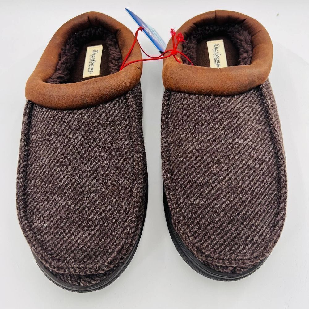 Dearfoams Men's Cozy Comfort Will Moc Toe Clog Brown Slipper Size 9-10 - Picture 5 of 13